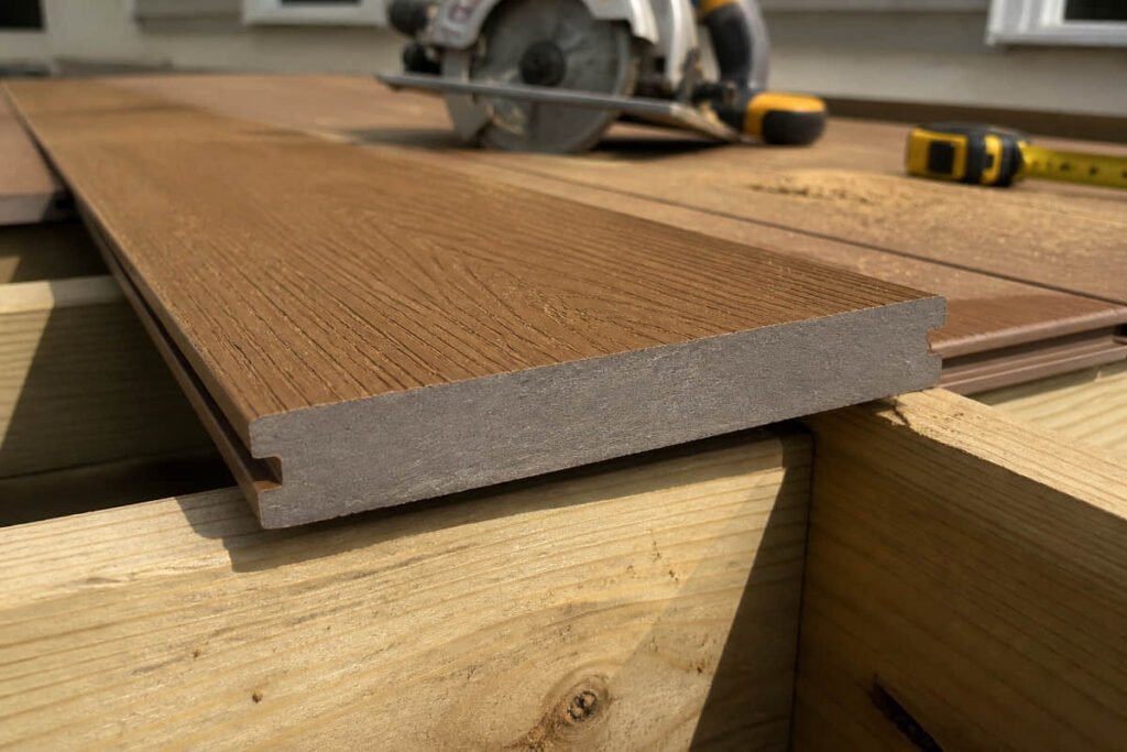 Solid vs Hollow Composite Decking: Which Board Fits Your Project? 1 solid core composite deck board cross section